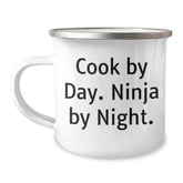Funny Cook Gifts from Men to Cook Graduation Unique Camping Mug, 'Cook By Day. Ninja By Night.' - Image 1