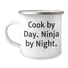 Funny Cook Gifts from Men to Cook Graduation Unique Camping Mug, 'Cook By Day. Ninja By Night.' - Image 1