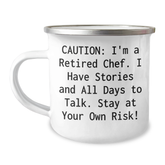 Chef's Guide to Camping Adventures, Funny Quote Inside, Graduation Unique Gifts from Friends to Chef, 12 oz Camping Mug for Men and Women - Image 1