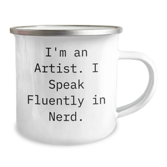 Funny Artist Gifts for Dad - 'I'm An Artist. I Speak Fluently In genius.' Camping Mug, Father's Day Unique Gifts from Family - Image 2