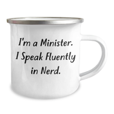 Funny Minister Gifts, 'I'm A Minister. I Speak Fluently In genius.' Camping Mug for Father's Day, Gifts from Men to Minister - Image 2