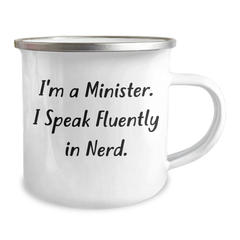 Funny Minister Gifts, 'I'm A Minister. I Speak Fluently In genius.' Camping Mug for Father's Day, Gifts from Men to Minister - Image 2
