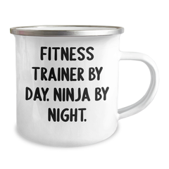 Fitness Trainer Gifts from Men - Funny Camping Mug for Fitness Trainers By Day. Ninja By Night. - Father's Day Unique Gifts - Image 2