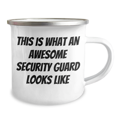 Security Guard Gifts for Men from Family - Funny Quote Camping Mug, 12 oz Stainless Steel with Enamel Finish, Perfect Graduation Unique Gifts - Image 2