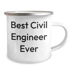 Funny Civil Engineer Graduation Gifts for Men from Coworkers, 'Best Civil Engineer Ever' Quote on Camping Mug, 12 oz Stainless Steel - Image 2
