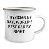 Physician Gifts: Funny Camping Mug for Graduation from Best Dad, 'Physician By Day, World's Best Dad By Night.' - Image 2