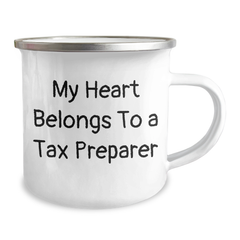Funny Tax Preparer Gifts from Friends for Graduation Unique Gifts, 'My Heart Belongs To A Tax Preparer', Stainless Steel Camping Mug, 12 oz, Enamel Finish - Image 2