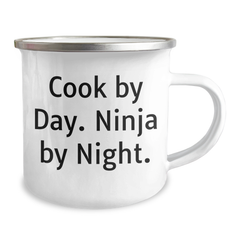 Funny Cook Gifts from Men to Cook Graduation Unique Camping Mug, 'Cook By Day. Ninja By Night.' - Image 2