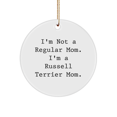 Russell Terrier Dog Mom Funny Christmas Unique Gift Circle Ornament, Gifts from Family to Russell Terrier Dog, Unique Holiday Decor - Image 1