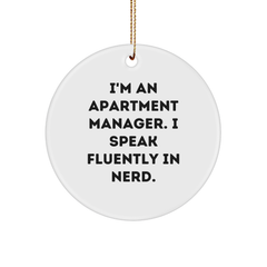 Funny Apartment Manager Gifts for Christmas - 'I'm An Apartment Manager. I Speak Fluently In genius.' Circle Ornament, Gifts from Friends and Family - Image 1