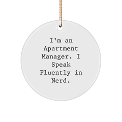 Gifts from Friends for Apartment Managers - Funny Circle Ornament 'I Speak Fluently in genius' - Unique Christmas Unique Gifts for Apartment Management Team - Image 1