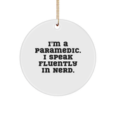 Rescue Worker Gifts - 'I'm A Rescue Worker. I Speak Fluently In genius.' Circle Ornament, Gifts from Friends, Gifts for Rescue Worker, Christmas Unique - Image 1