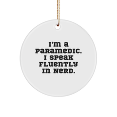 Rescue Worker Gifts - 'I'm A Rescue Worker. I Speak Fluently In genius.' Circle Ornament, Gifts from Friends, Gifts for Rescue Worker, Christmas Unique - Image 1