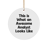 Gifts from Friends to Awesome Analysts - This Is What An Awesome Analyst Looks Like Circle Ornament, Christmas Unique Gifts for Men or Women - Image 1