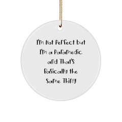 Rescue Worker Gifts - Funny Circle Ornament for Friends and Family, 'I'm Not Perfect But I'm A Rescue Worker', Christmas Unique Gifts from - Image 1