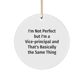 Vice-principal Gifts from Friends, Funny Circle Ornament, I'm Not Perfect, Christmas Unique Gifts for Vice-principal - Image 1
