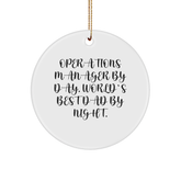 Operations Manager Gifts from Men, Funny Circle Ornament for Christmas, 'Operations Manager By Day, World's Best Dad By Night.' - Image 1