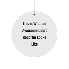 Funny Court Reporter Gifts, Circle Ornament, 'This Is What An Awesome Court Reporter Looks Like' Quote, Gifts from Friends, for Court Reporters, Christmas Unique Gifts - Image 1