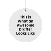 Drafter Gifts from Friends, This Is What An Awesome Drafter Looks Like, Circle Ornament for Men, Women, Family, Christmas Unique Gifts - Image 1