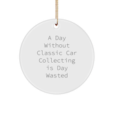 Classic Car Collecting Gifts from Men for Friends to Family Unique Christmas Circle Ornament - Image 1