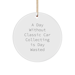 Classic Car Collecting Gifts from Men for Friends to Family Unique Christmas Circle Ornament - Image 1