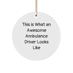Funny Ambulance Driver Gifts from Men, Ambulance Driver Circle Ornaments, This Is What Awesome Looks Like, Christmas Unique Gifts for Ambulance Driver Friends and Family - Image 1