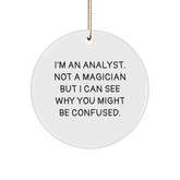 Funny Analyst Gifts from Friends - I'm An Analyst. Not A Magician... Circle Ornament for Christmas - Image 1