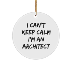 Architect Gifts, I Can't Keep Calm I'm An Architect, Circle Ornament, Funny Quote, Christmas Unique Gifts from Friends - Image 1