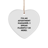Funny Apartment Manager Gifts - I'm An Apartment Manager. I Speak Fluently In genius. Heart Ornament, Christmas Unique Gifts from Friends to Apartment Manager - Image 1