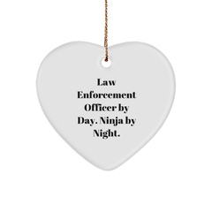 Law Enforcement Officer Gifts from Men to Law Enforcement Officer By Day. Ninja By Night. Heart Ornament for Christmas - Image 1