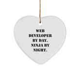 Web Developer By Day, Ninja By Night, Heart Ornament, Christmas Unique Gifts from Friends and Family - Image 1