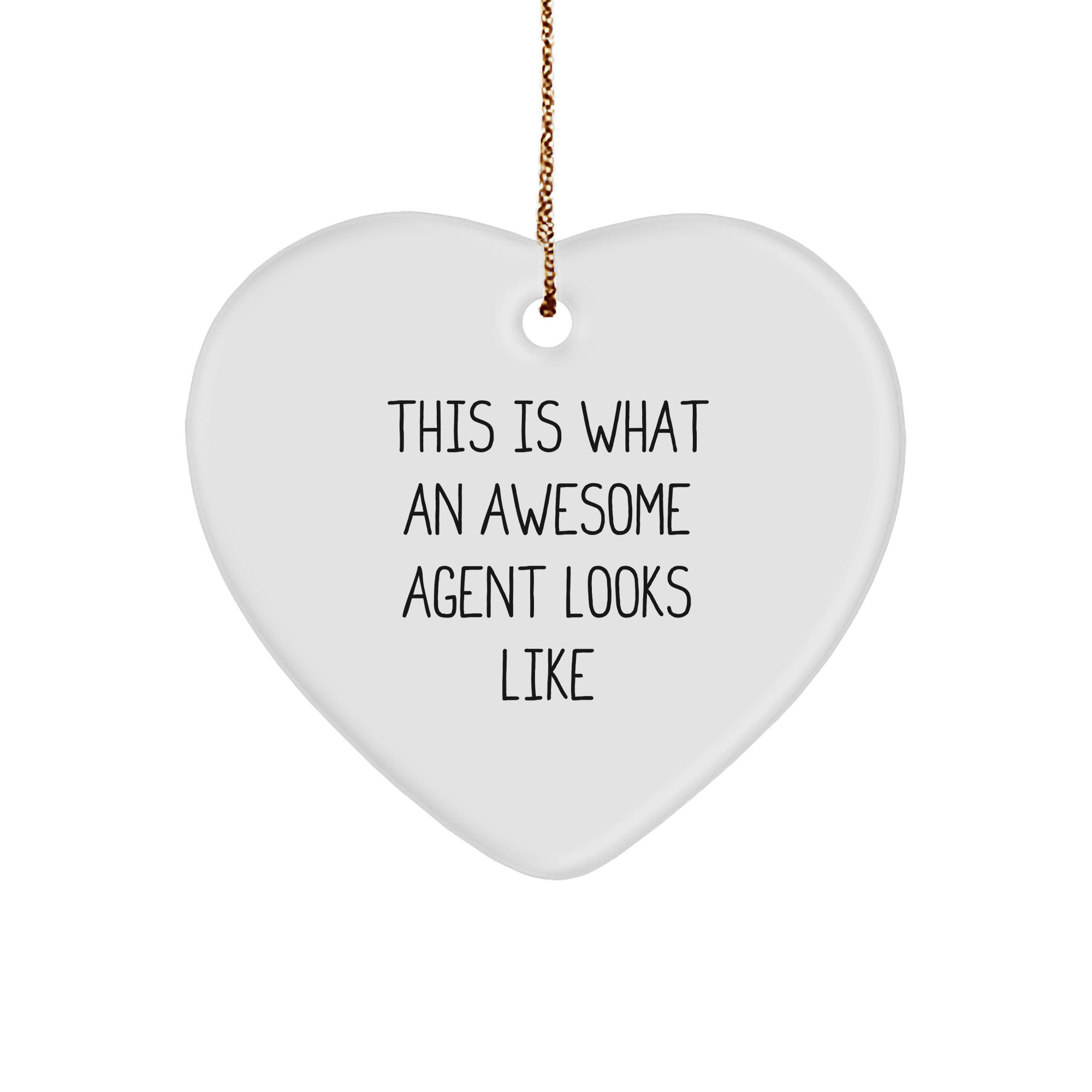 Funny Agent Gifts: This Is What An Awesome Agent Looks Like Heart Ornament, White, Christmas Agent Gift for Men or Women, Gifts from Friends, Family, or Coworkers - Image 1