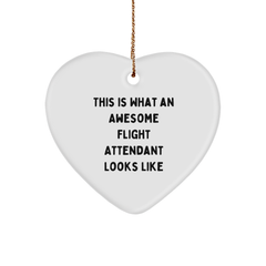 Flight Attendant Gifts from Men, Funny Heart Ornament, 'This Is What An Awesome Flight Attendant Looks Like', Christmas Unique Gifts for Women, Friends, Coworkers, Family - Image 1