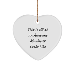 Funny Mixologist Gifts from Friends, This Is What An Awesome Mixologist Looks Like Heart Ornament for Christmas - Image 1