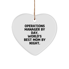 Operations Manager Gifts, Operations Manager By Day, World's Best Mom By Night., Heart Ornament for Christmas, Gifts from Friends, Gifts for Operations Manager, Funny Heart Ornament - Image 1