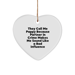 Pappy Heart Ornament, Funny Quote Gifts from Men to Pappy, Christmas Unique Presents for Him - Image 1