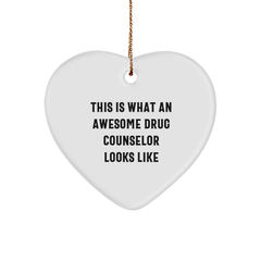 Funny Drug Counselor Heart Ornament Gifts from Friends, Unique Christmas Unique Gifts for Drug Counselor, Men, Women, Coworkers, Family - Image 1