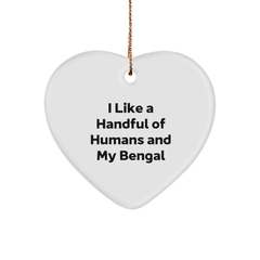 Bengal Cat Gifts from Friends and Family - I Like A Handful Of Humans And My Bengal Christmas Ornament - Image 1