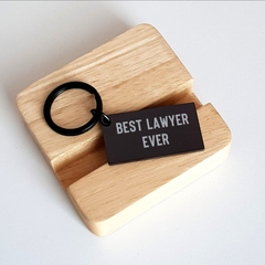 Funny Lawyer Keychain Gifts from Friends to Unique Graduation Lawyer, 'Best Lawyer Ever' Engraved, Black Stainless Steel, 1.57 x 0.87 inches - Image 2