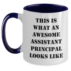 Awesome Assistant Principal Gifts from Friends - Funny Two Tone Coffee Mugs for Him, 'This Is What An Awesome Assistant Principal Looks Like' - Father's Day Unique Gifts - Main