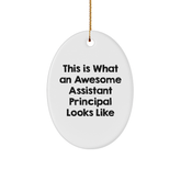Funny Assistant Principal Gifts - This Is What An Awesome Assistant Principal Looks Like Oval Ornament for Christmas, Gifts from Men to Assistant Principal - Image 1