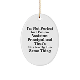 Funny Assistant Principal Gifts from Friends for Christmas - 'I'm Not Perfect' Oval Ornament - Image 1