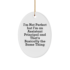 Funny Assistant Principal Gifts from Friends for Christmas - 'I'm Not Perfect' Oval Ornament - Image 1