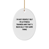 Fitness Trainer Gifts, Funny Oval Ornament, Gifts from Friends for Fitness Trainers, Fitness Trainer Humor Christmas Unique Gifts - Image 1