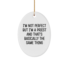 Funny Priest Gifts from Friends for Priest Christmas Unique Oval Ornament - Image 1