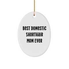 Domestic Shorthair Cat Mom Gifts, Funny Oval Ornament 'Best Mom Ever' for Christmas, Gifts from Family for Domestic Shorthair Cat - Image 1