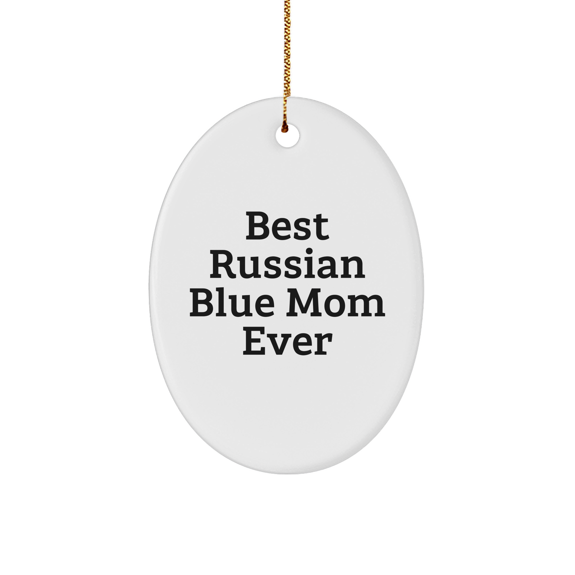 Funny Russian Blue Cat Mom Gifts from Friends for Christmas Unique Oval Ornaments - Image 1