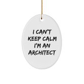 Architect Gifts for Men, I Can't Keep Calm I'm An Architect Oval Ornament, Funny Christmas Memorable Presents from Friends - Image 1