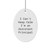 Funny Assistant Principal Gifts - 'I Can't Keep Calm I'm An Assistant Principal' Oval Ornament for Christmas, Gifts from Family to Assistant Principal - Image 1