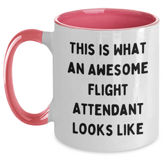 Funny Flight Attendant Gifts from Friends, Coworkers, or Family - This Is What An Awesome Flight Attendant Looks Like, Flight Attendant Two Tone Coffee Mug for Graduation - Main